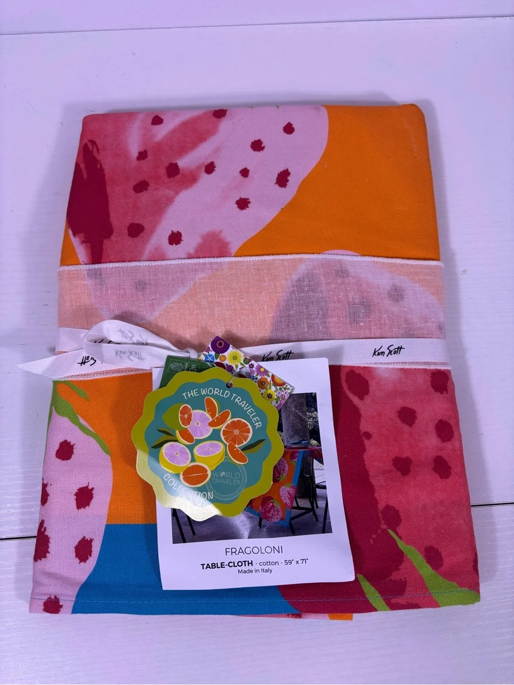 NEW! Ken Scott Fragoloni Strawberry Tablecloth 4 Placemats Italy
